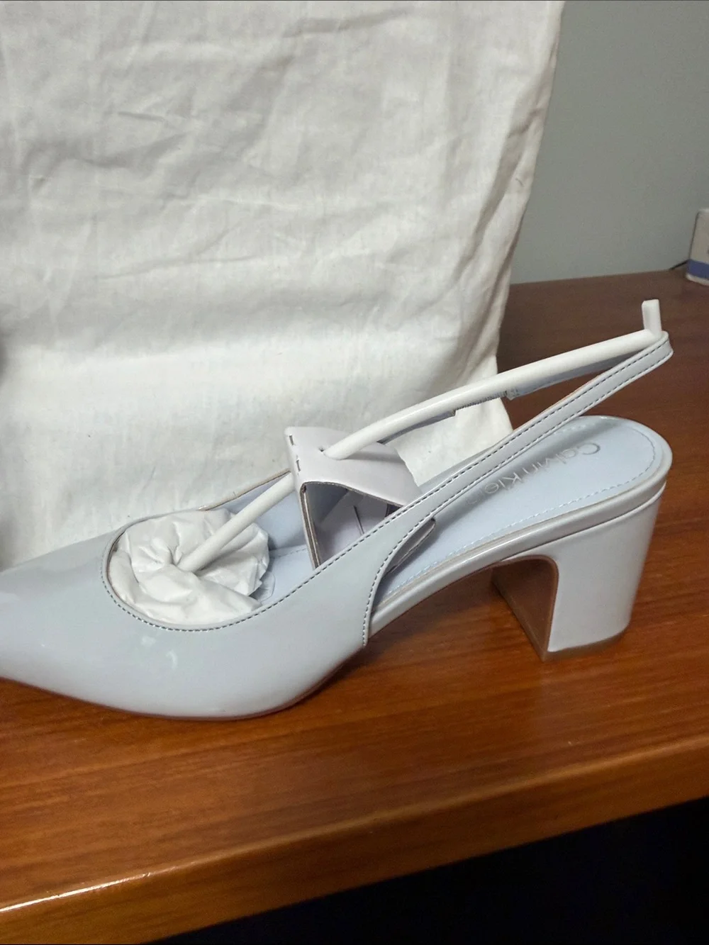 Calvin Klein Women's Light BluePatent Slingback Block Heels
